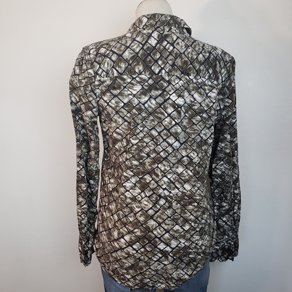 White Stag Collar Green Button Down Long Sleeve Women's Size M - Picture 4 of 8